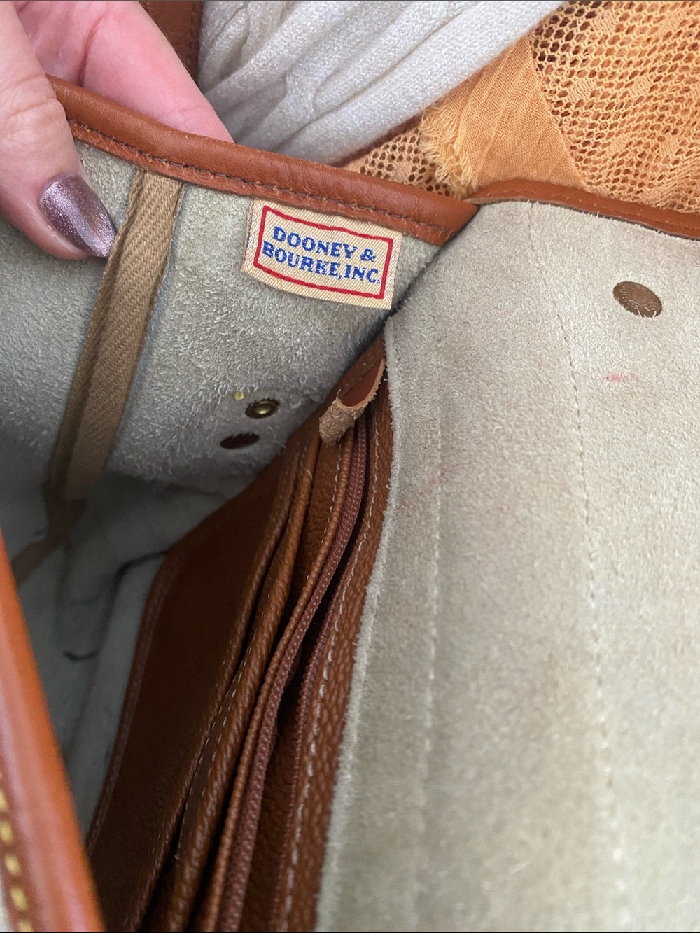 Dooney & Bourke Cream and Brown Leather Crossbody - Picture 6 of 7